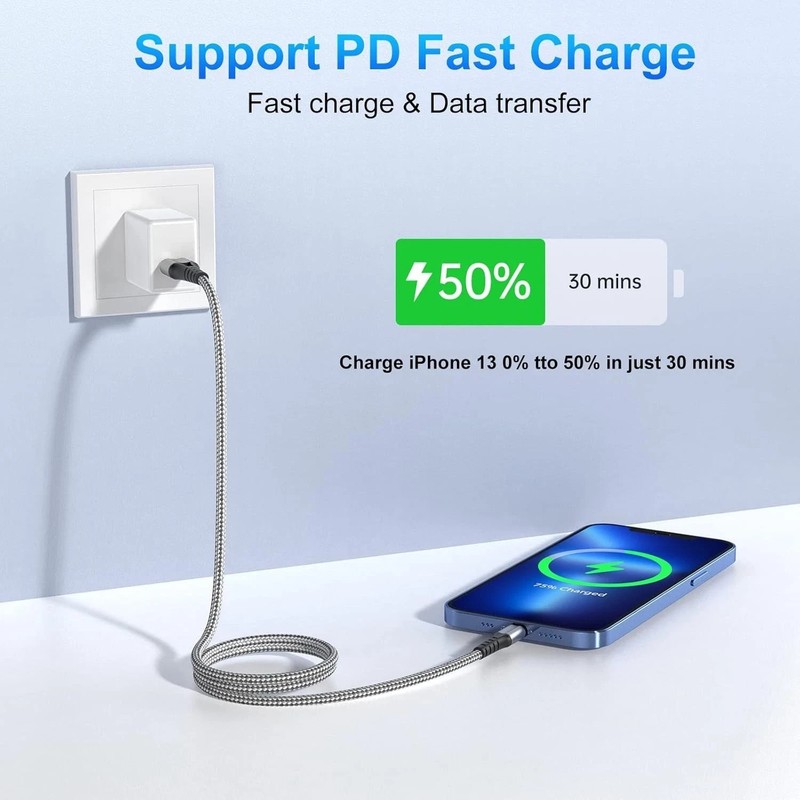 Type C to iPhone PD Fast Charger Cable Wire For iPhone 14 13 12 11 Pro Max XR X gallery
