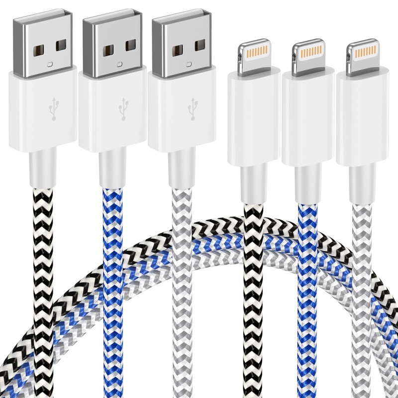 iPhone Charger 3 Pack Lightning Cable 3FT [Apple MFi Certified] Nylon Braided...