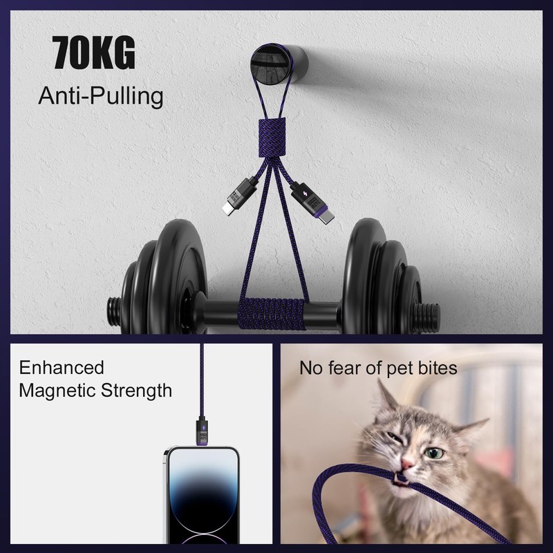 240W USB C Magnetic Charging Cable 3.9 ft/1.2m, PD3.1 48V/5A Fast Charging Ma... gallery
