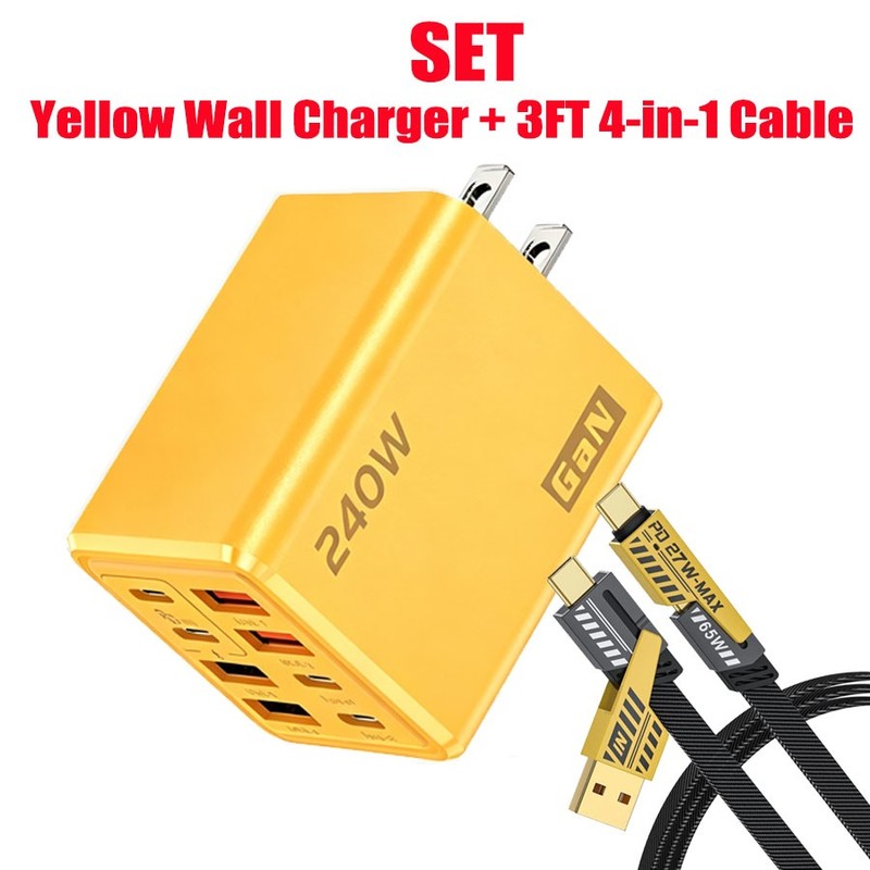 240W GaN Fast Charger PD USB-C Wall Charger Adapter For iPhone Samsung Universal