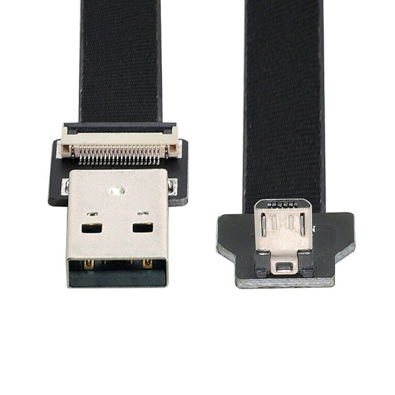Down Angled USB2.0 Type-A to Micro USB 5Pin Data Flat Cable for FPV & Phone gallery