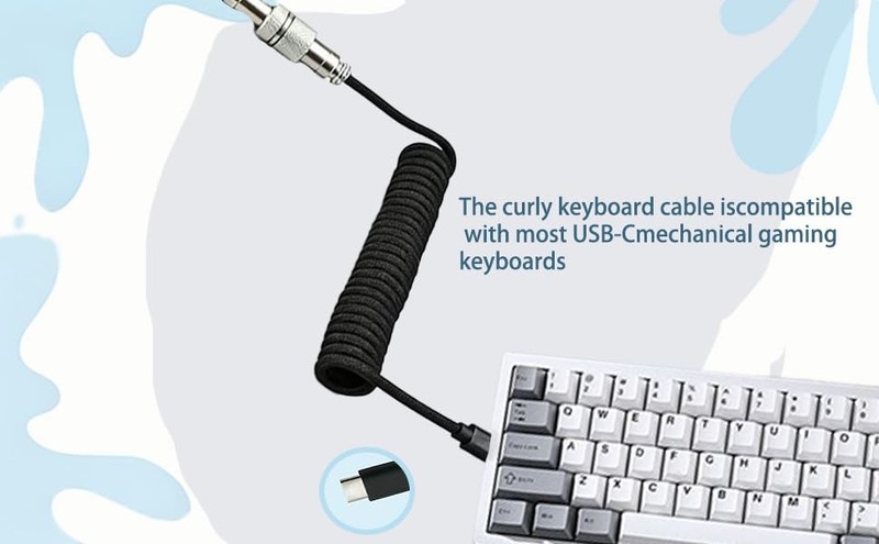 HSEUOPV Custom Coiled USB Cable for Gaming Keyboard, Double-Sleeved Mechanica... gallery