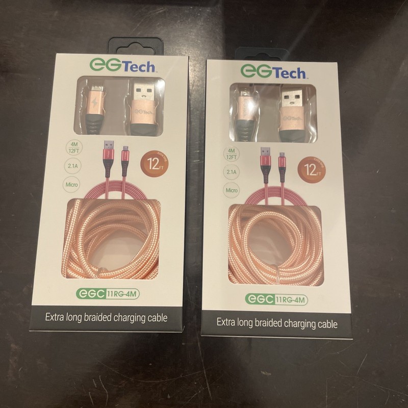 2 USB to Micro USB 12 Ft 2.1 A Rose Gold Charging Cord