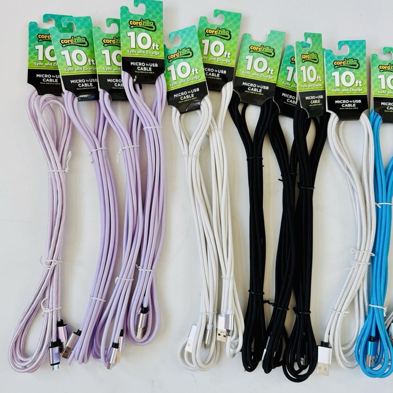 Cordzilla 10 ft Sync Charge Micro USB-B to USB - A Cables - Various Colors x 14 gallery