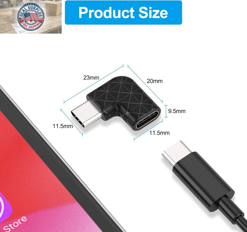 USB C Right Angle Adapter,90 Degree USB C to USB Type-C Male to Female Adapter ( gallery