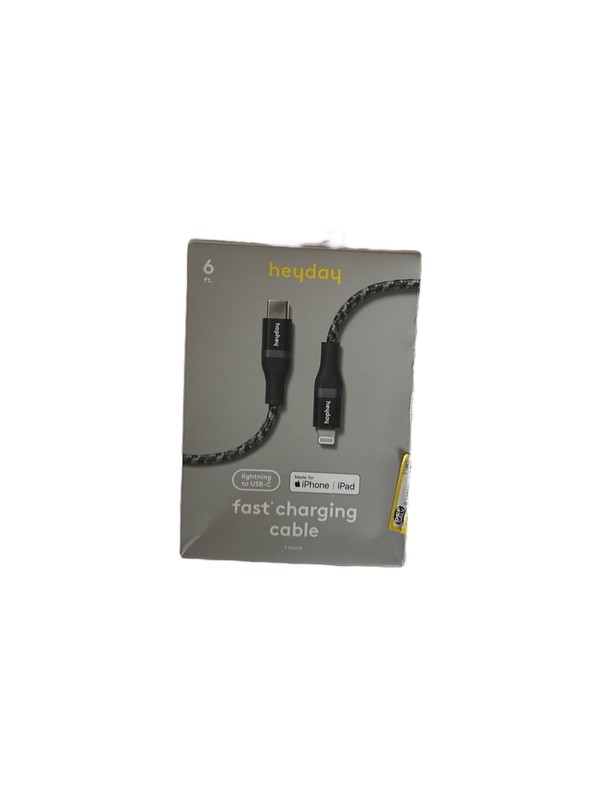 heyday 6’ Lighing to USB-C Braided Charging Cable - Black/Gray gallery