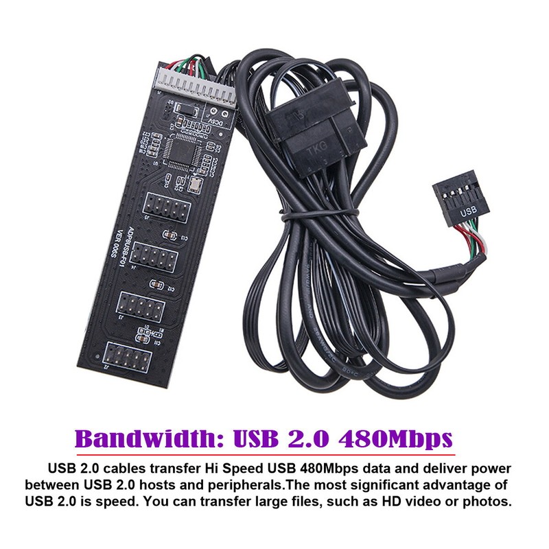 USB 2.0 9pin 10pin Header 1 to 4 Female Splitter Extension Cable HUB with IDE 5V