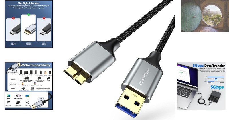Ultra-Reliable 1.5 FT USB 3.0 Micro B Cable - Fast Data Transfer for CCTV & More gallery