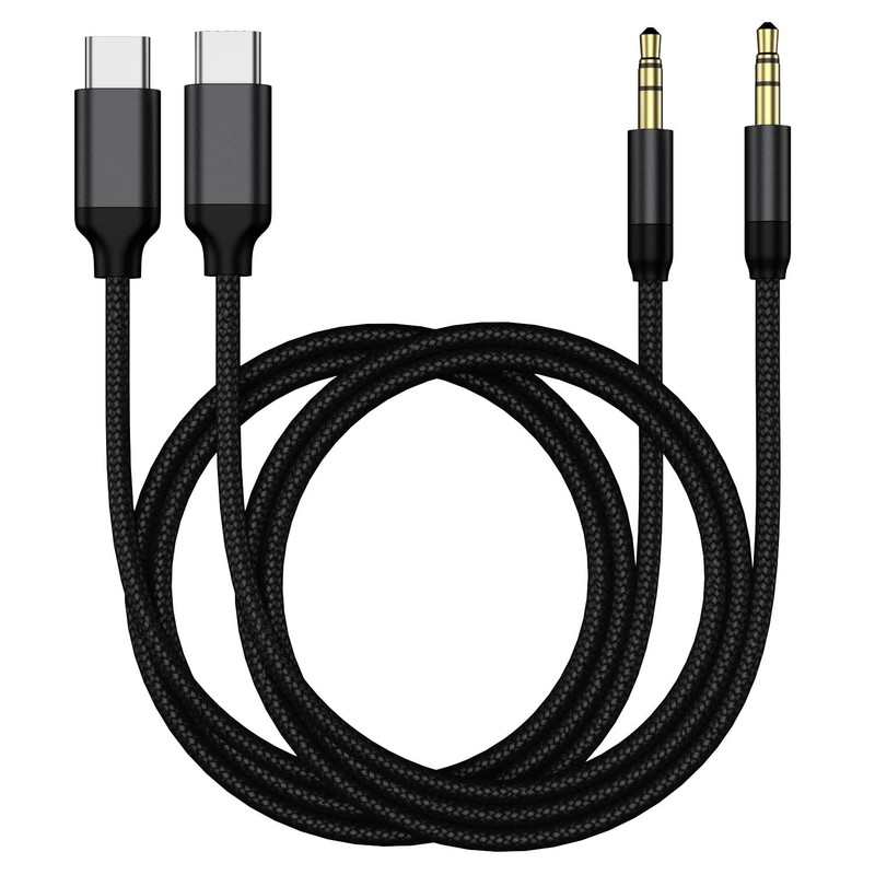 2 Tipo C a cable auxiliar de 3,5 mm Estéreo de alta fidelidad USB C a auxiliar
