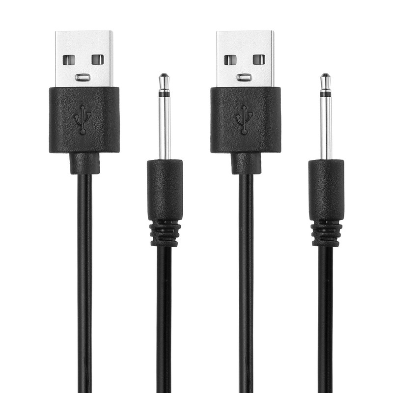 2Pcs 2.6FT DC Charging Cable, USB to DC Power Cable 2.5mm l 17mm, Black