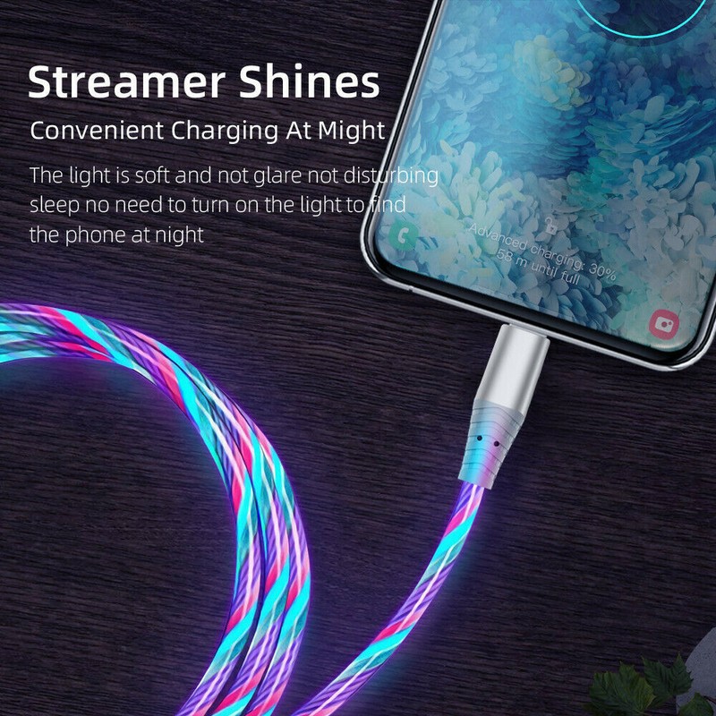 LED Light Up Fast Charger Cable USB Charging Data Cord For iPhone Samsung Galaxy gallery