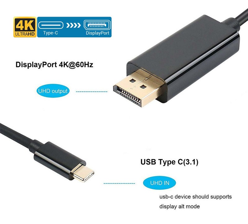 USB Type C to DisplayPort Adapter Cable 1.8M UltraHD For Samsung Galaxy S26 + 5g gallery