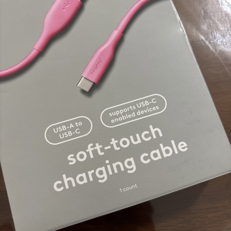 Heyday 6 Ft. USB-A To USB-C Soft Touch Charging Cable PINK New Sealed Box gallery