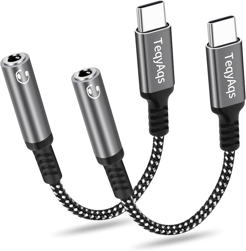 2x Adaptador USB C a conector para auriculares de 3,5 mm Cable dongle tipo C