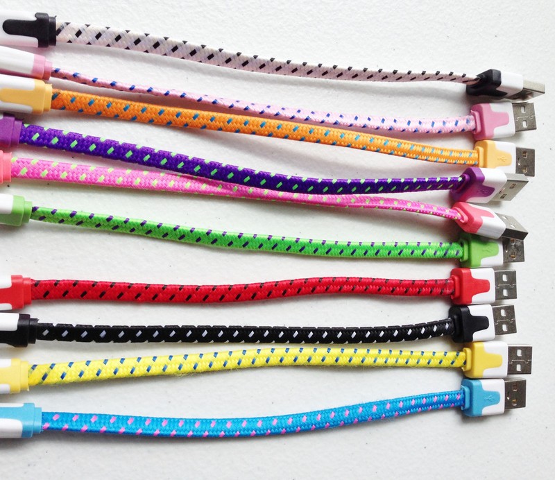 SHORT 8" Flat braided MICRO B USB DATA Charger Cable for galaxy s6+ edge s7 note gallery