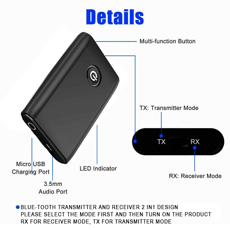 2-in-1 Blue-tooth 5.3 Wireless Transmitter Receiver Adapter Audio 3.5MM Jack Aux gallery