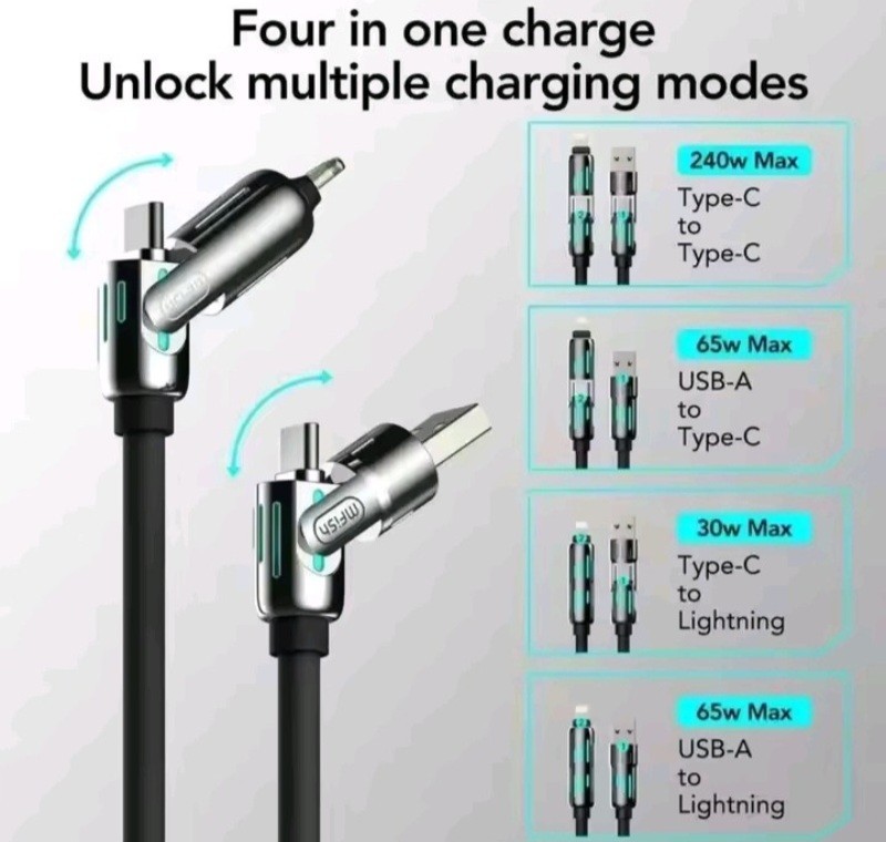 USB Type C 240W Fast Charging 4-in-1 Multi-Function USB Cable gallery