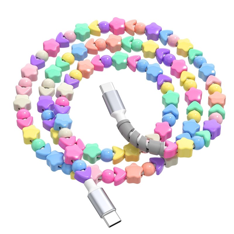 USB C Cable for iPhone 17 16 Star Bead Charging Cord Colorful