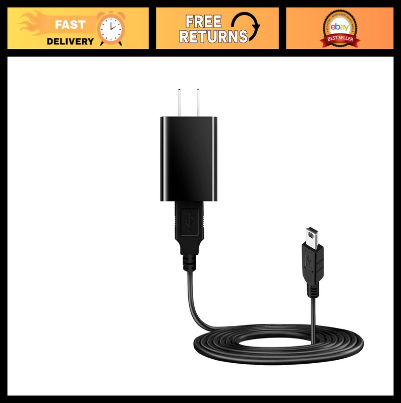 10ft Mini USB 2.0 A to B Charging Cable for TI-84, GoPro, PS3, Canon, Garmin, MP