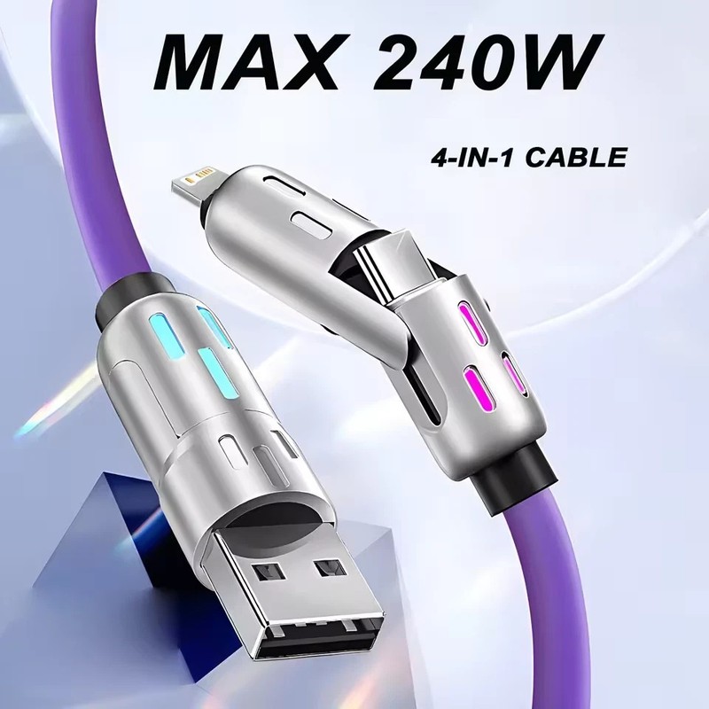 Set of 3 cables of 4 in 1 charging cable USB-C to USB-C Fast Charge apple samsun