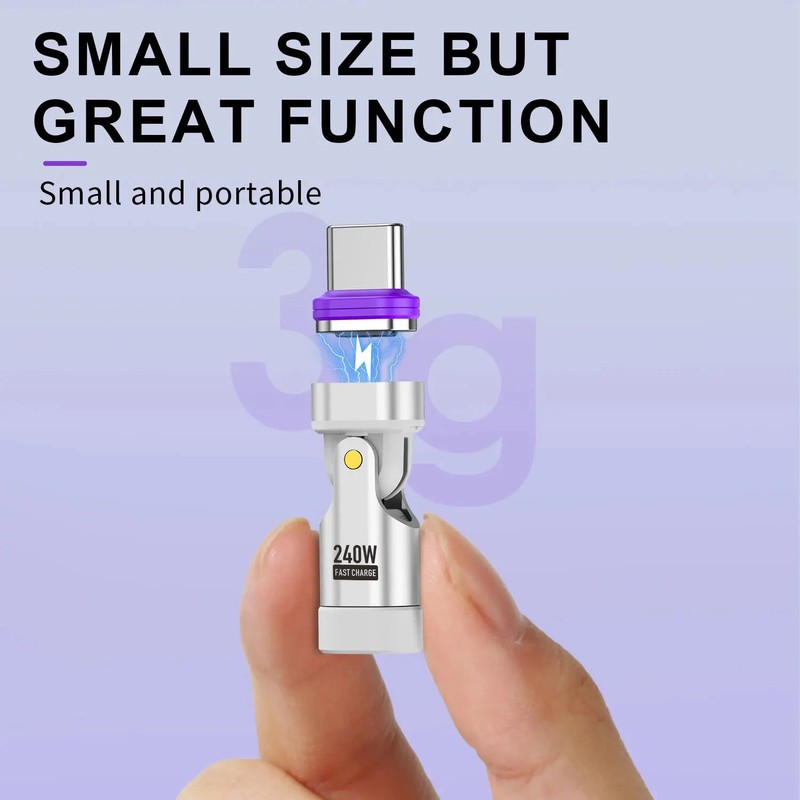 USLION 240W Magnetic USB-C Adapter 180° Rotation Fast Charging Type-C Converter gallery
