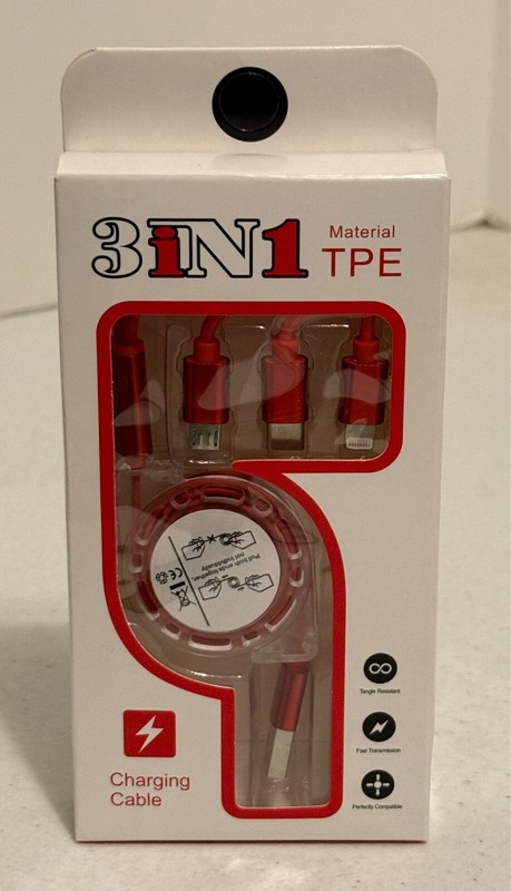 3 in 1 Fast USB Charging Cable Universal Multi Function Cell Phone Charger Cord