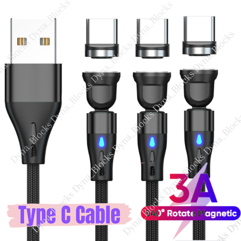 540° Rotate Magnetic Phone Charger Charging Type C Cable For Samsung iPhone 15