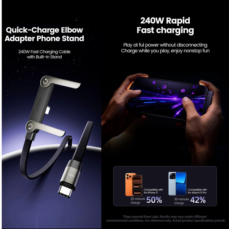 240W Fast Charging Cord USB C to USB C Cable Invisible Stand Charger Cable 5 FT gallery