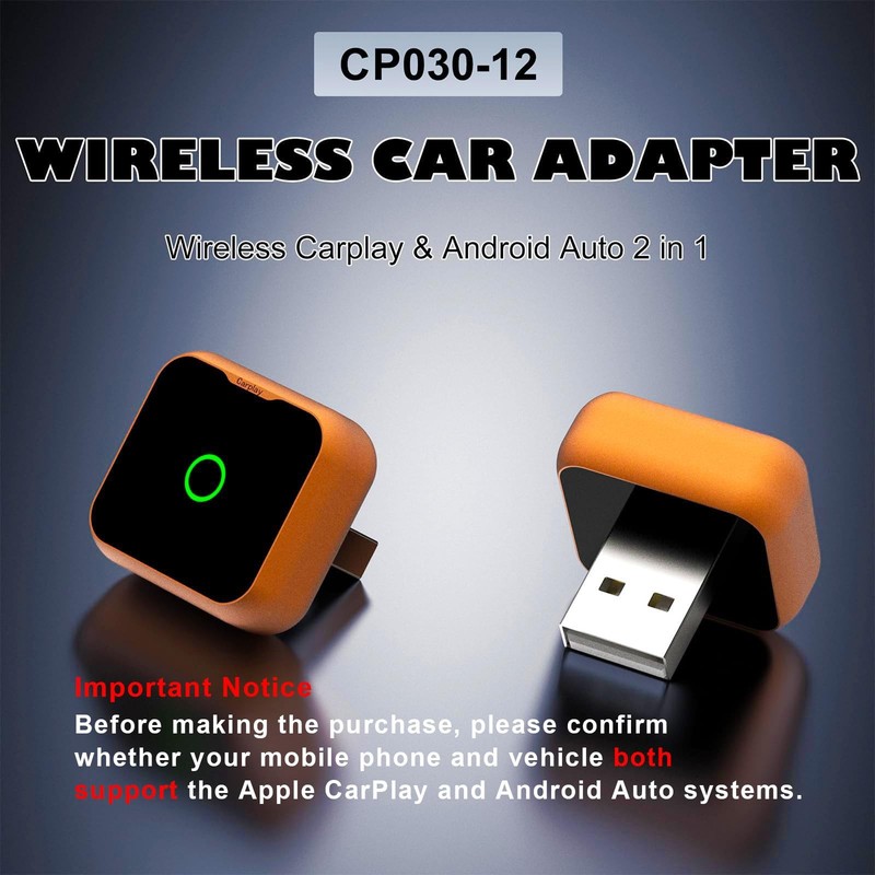 2-in-1 Wireless CarPlay Adapter for iPhone & Android Auto, Mini Wired to Wire... gallery