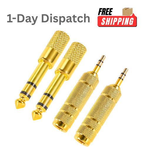 4 Pack Headphone Jack Adapter 3.5mm to 6.35mm & 6.35mm to 3.5mm Gold