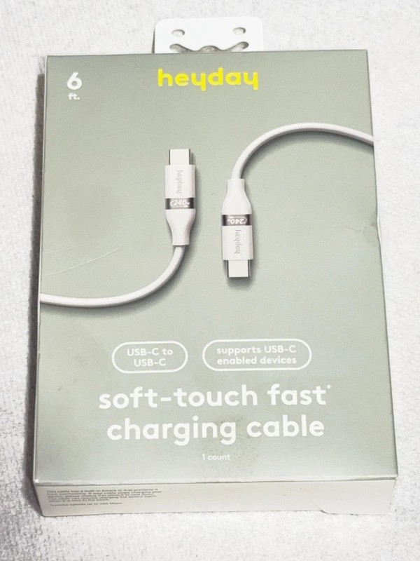 Heyday White 6′ USB-C to USB-C Fast Charging Silicone Cable | Stocking Stuffer