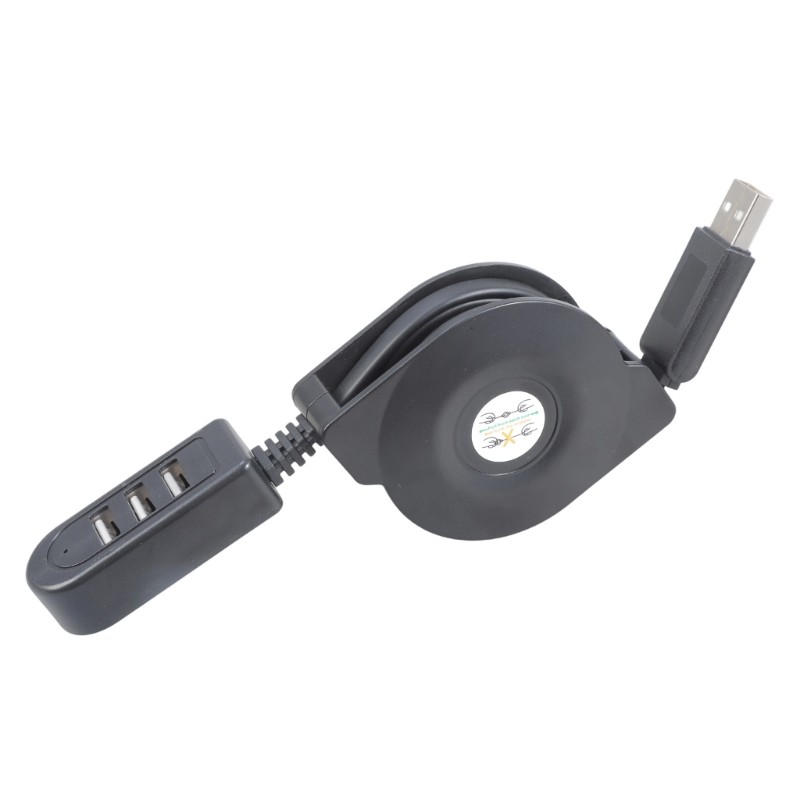 3 Way USB2.0 Splitter Extension Cord Retractable Desigh for Multiple Devices