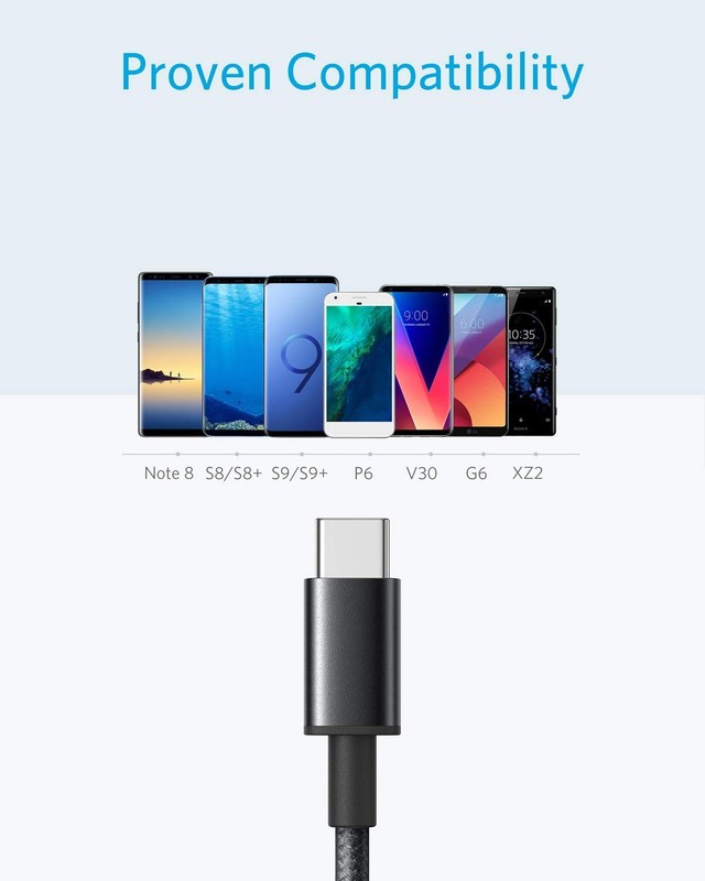 Anker USB Type C Cable, [2-Pack, 6 ft] Premium Nylon USB-A to 6ft, Black gallery