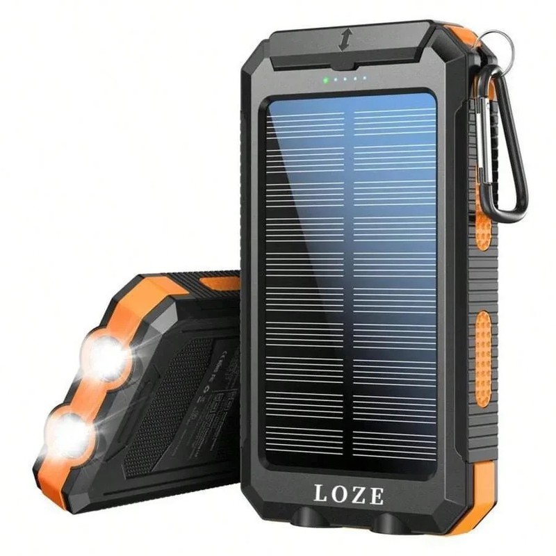 10000mAh Solar Power Bank Dual USB & USB-C Output Charger For Outdoor Adventures gallery