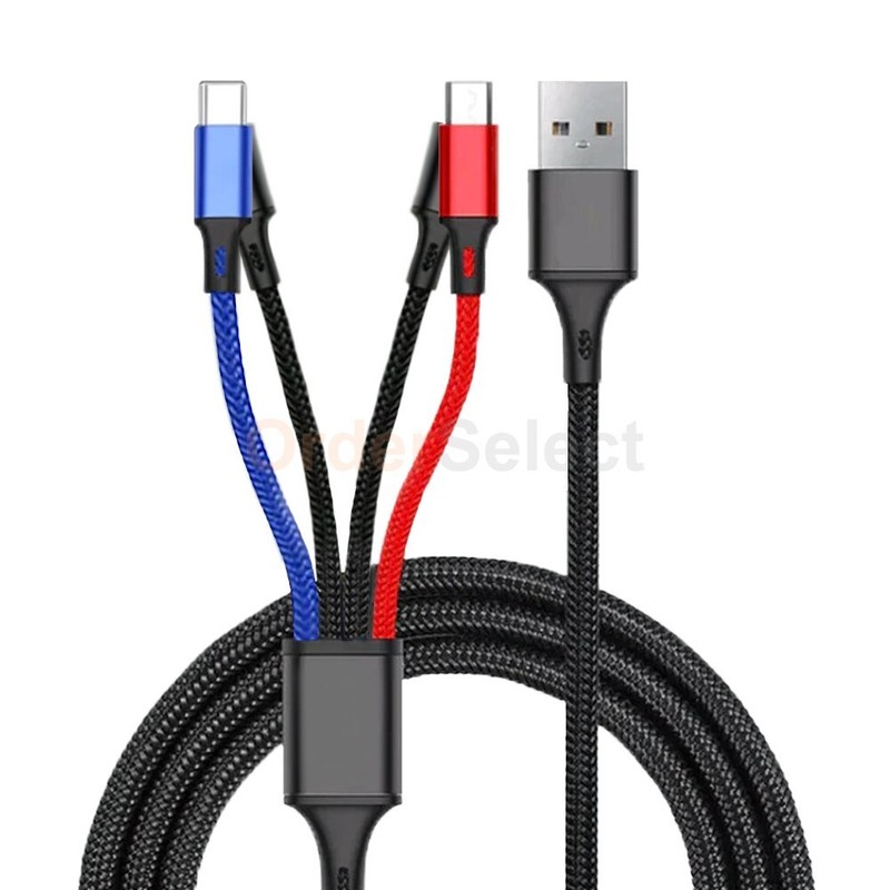 Fenzer 4FT 4 in 1 Multi Charger Cable USB Charging Cord with iPhone/Type C/Micro gallery