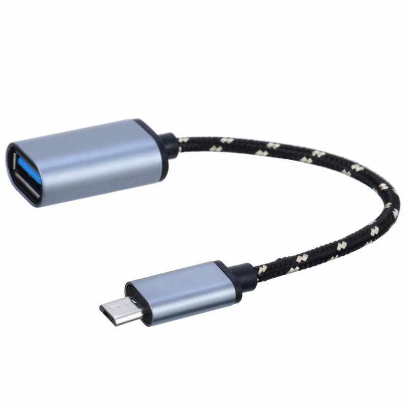 Nylon Braided Aluminum Alloy Micro USB Male to USB Female OTG Adapter Cable Cord gallery