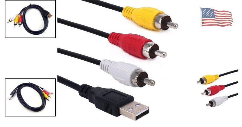 5ft USB to 3RCA Cable - Haokiang AV Adapter for Seamless Media Viewing gallery