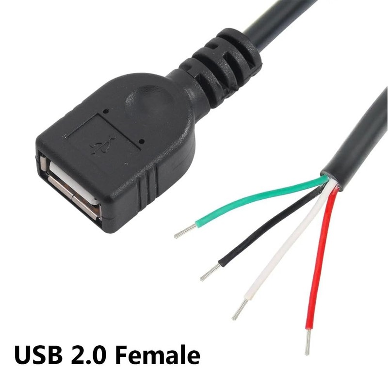 3FT 28AWG USB 2.0 Female 4Pin Pigtail Date Cable 2A 5V Bare Wire 5 PCS gallery