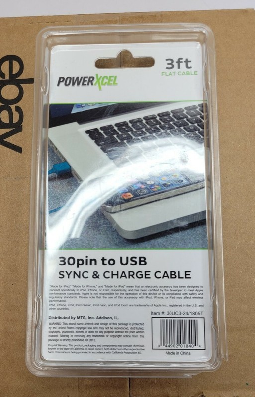 PowerXcel 30pin to USB Sync & Charge Cable 3ft Flat Cable USB 2.0 Tangle Free gallery