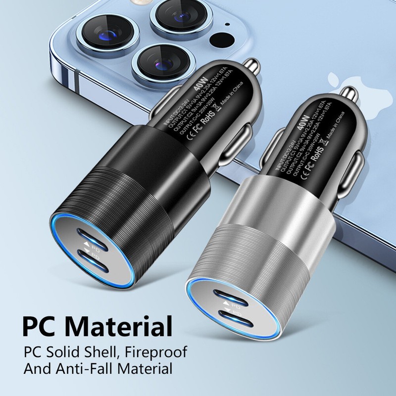 Dual Type C Car Charger Adapter PD USB C To C Cable For Samsung S23 S22 S21 S20 gallery