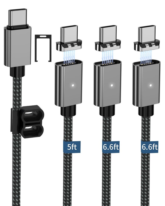 100W USB C Magnetic Charging Cable - 3 Pack (5/6.6FT) Fast Charge & Data Transfe gallery