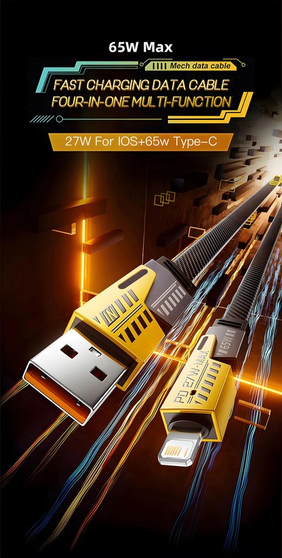 4 in 1 Mecha Fast Charging Data Cable Cord PD 27W For iPhone 15 Samsung Xiaomi 6 gallery
