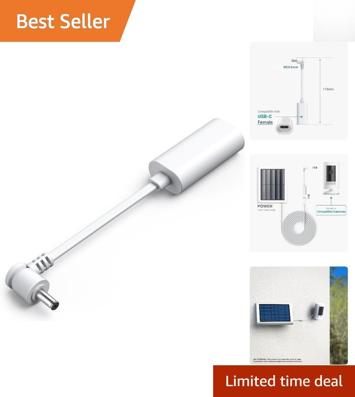 Compact USB-C to Barrel Plug Adapter for Ring Solar Cameras – 15g Lightweight