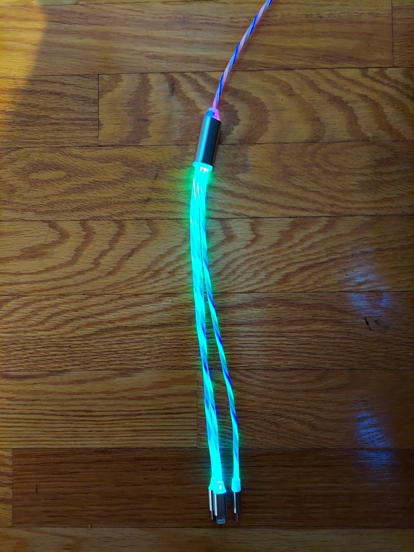 LED 3-In-1 USB Charging Cord for iPhones & Android Phones - Green -Fast Shipping gallery