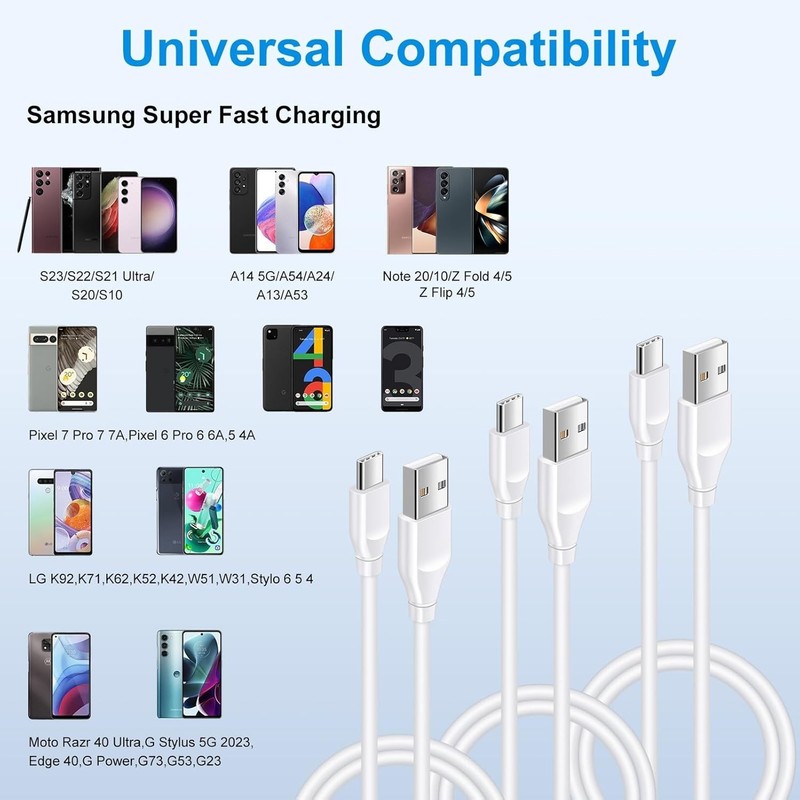 Samsung S25 Fast Charging Cable 3Pack Short USB C Cable 3ft USB A to Type C 3A C gallery