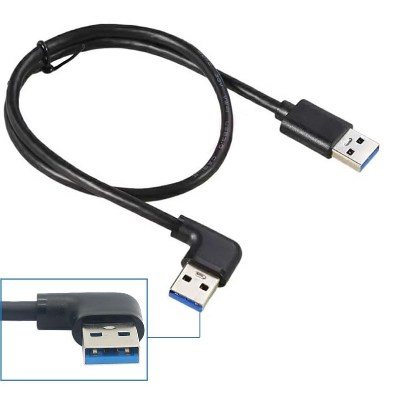 2ft 90 Degree USB 3.0 TypeA Male To Straight 3.0 TypeA Male 5Gbps Data Pro gallery