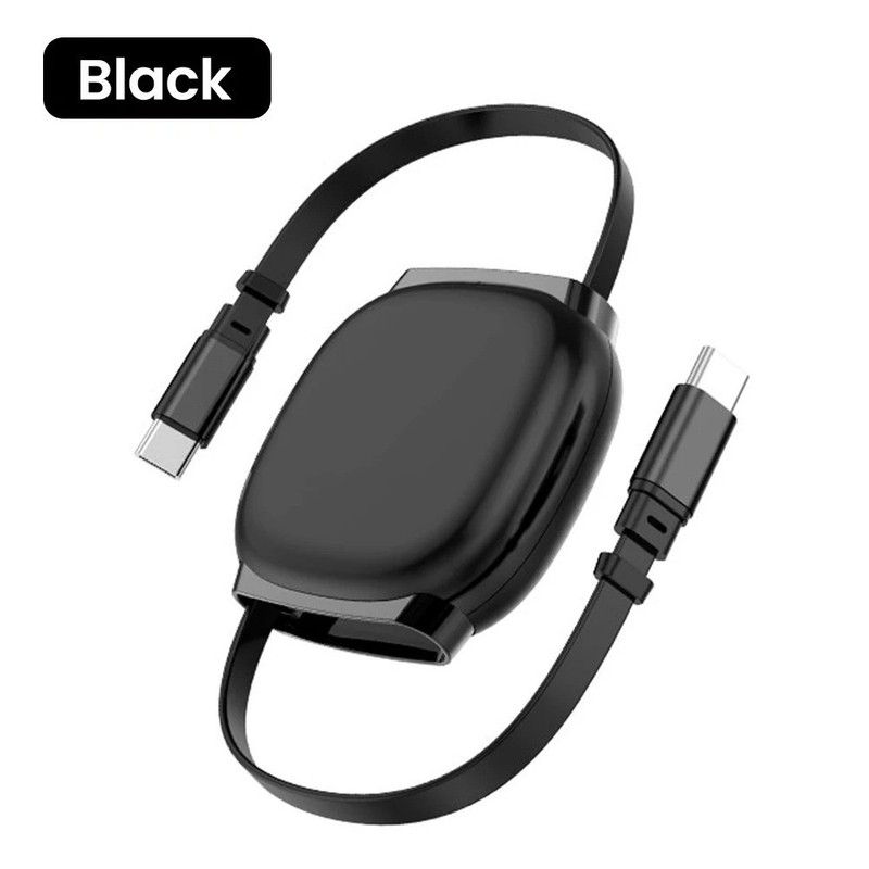 100W USB-C to USB-C Retractable Charger Cable Fast Charge Data Wire