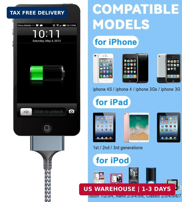 30 Pin to USB C Adapter Ipod Charger Nylon Braided Fast Charging Data Cord Next gallery