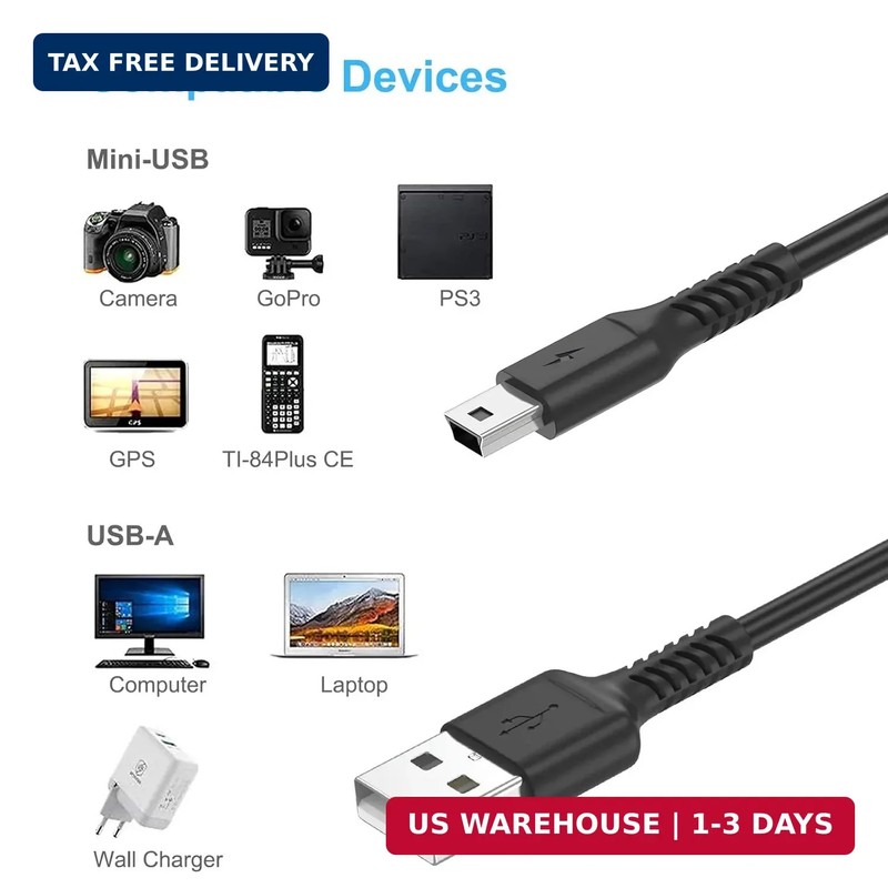 3ft Mini USB cable, 2 Pack USB 2.0 to mini b charger cord USB type A male Fast C gallery