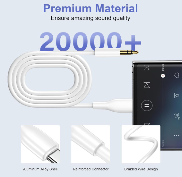 for iPhone 17 16 Aux Cord for Car, USB C to 3.5mm Headphone Jack Adapter | Car S gallery
